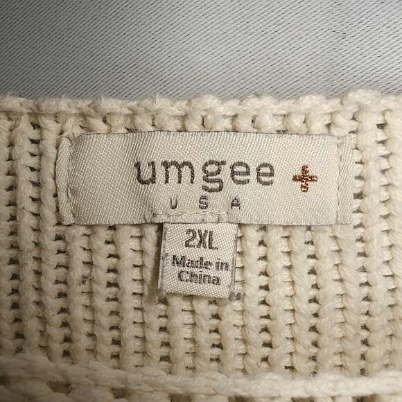 Umgee + women size 2XL Striped Raw Neutral Sweater Cozy Comfort pullover - Picture 5 of 9